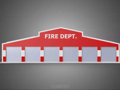 SOLAR ROOF FIRE ENGINE GARAGE STATION FIREHOUSE DOOR DEPARTMENT 3D model