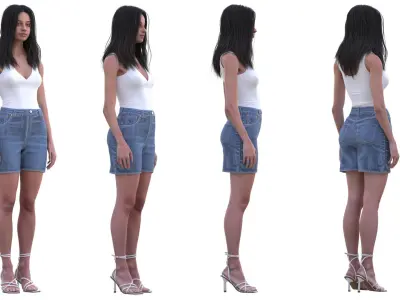 Woman - Summer Outfit - Modular - Rigged - Animated Low-poly 3D model