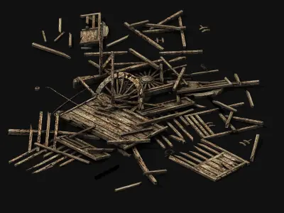 Game Elf Mountain - Broken - Chariot 02 3D model
