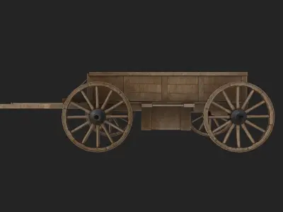 Medieval Wooden Horse Cart Variation 3 - Low Poly And Game Ready Low-poly 3D model