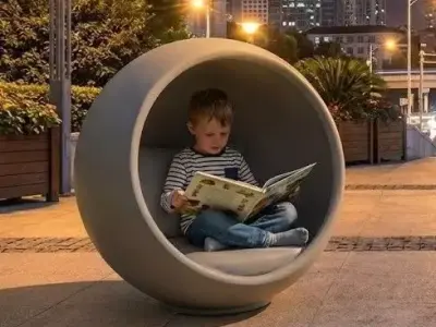 Modern Organic Sphere Pod Chair  Cozy Outdoor Lounge Seating Low-poly 3D model