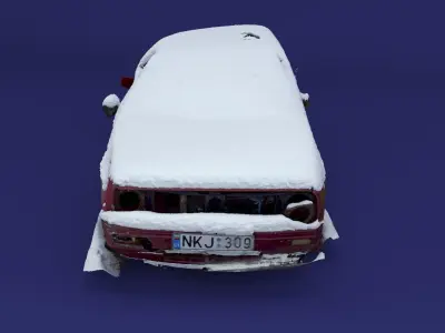 Wrecked Golf Mk II Low-poly 3D model