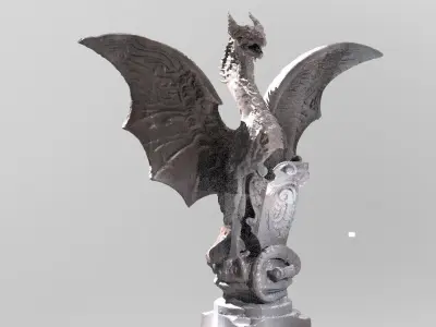  Medieval Dragon Shield Statue  3D model
