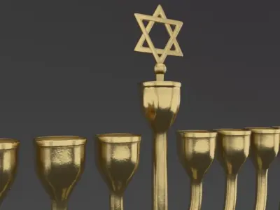 Gold menorah 3D model