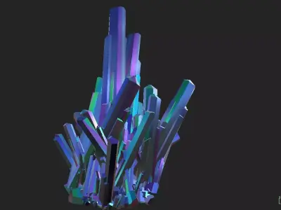 Rainbow Crystals For Game Engine Ready Low-poly 3D model