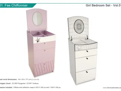 Pink Bedroom 3D model