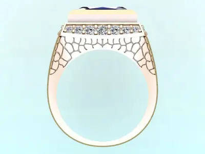 Square stone ring - Snake skin ring - N939 3D print model
