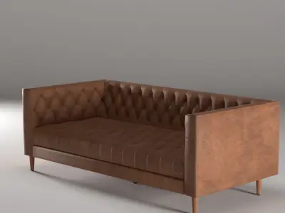 Four Hands Williams Leather Sofa - Natural Washed Chocolate 3D model