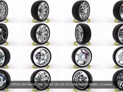 ORTAS CAR WHEEL RIM 126-127-128-129-130 GAME READY WHEEL 3D Model Pack