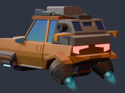 Low Poly Car-Cyberpunk Car Stylized Low-poly 3D model