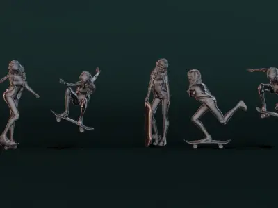 Skateboard Girl 3D model