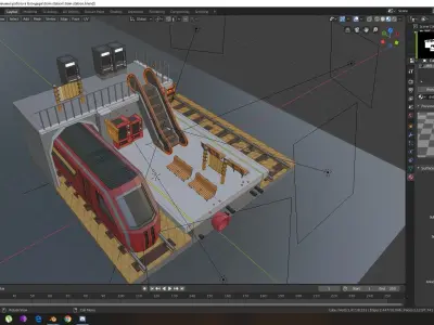 train station Low-poly 3D model