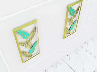 Decorative Metal stainless plants with gold   M 17 3D model