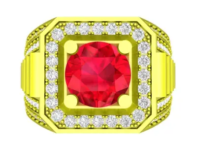 A7247 Luxury Korean Style Diamond Ring For Men 3D Model 3D print model