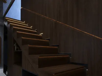 Modern Warm House 2 floor Interior Low-poly 3D model