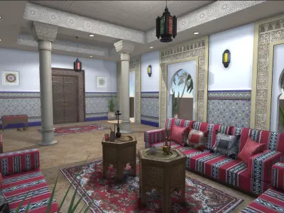 Arabic Living Room Low-poly 3D model