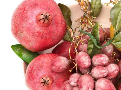 bowl of tropical fruits 19 3D model