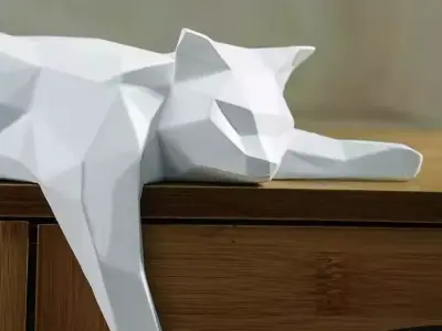 Decorative sculpture design home minimalist lying cat 3D print model