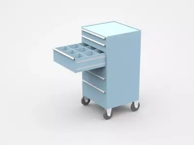 Blue Tool Cart On Wheels 3D model