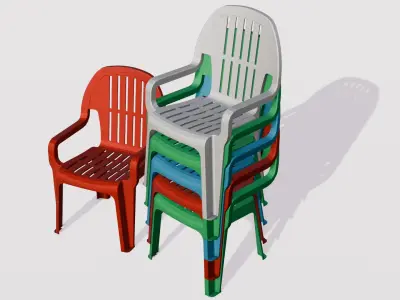 Chair Set 3D Model  Low-poly 3D model