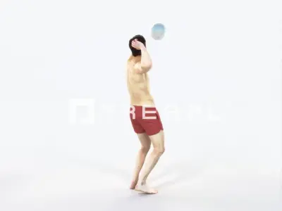 Virtue 04K Beach Serving Sports Man Low-poly 3D model