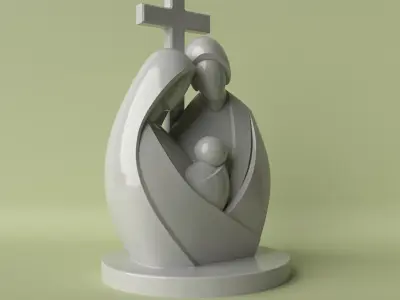 Holy Family Minimalist Sculpture 3D print model