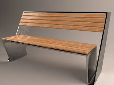 Bench Model with wooden slats Free 3D model
