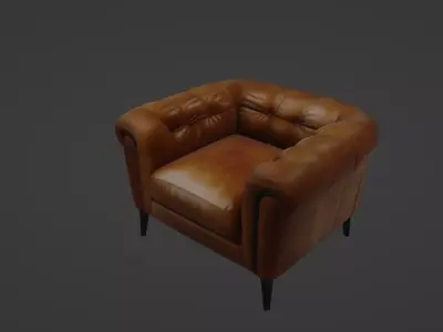 Luxury Chesterfield Leather Armchair 3D model
