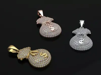  Pendant Money Bag Jewelry Brand 3D print model