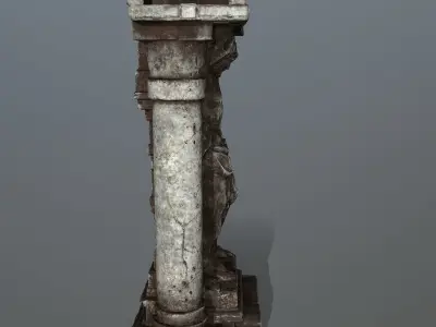 statue 2 stone column Low-poly 3D model
