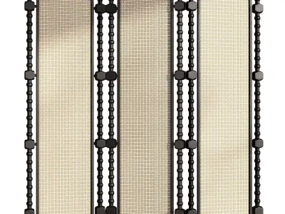 Screens with rattan and fabric 3D model