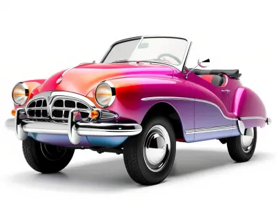 Vintage Bumper Car Metallic Exterior Model Pack Low-poly 3D model