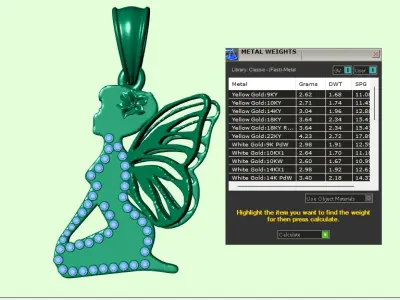 FAIRY DIAMOND PENDANT 3D PRINTABLE-MODEL U 3D print model