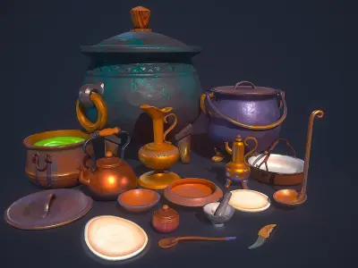 Kitchenware Props Pack Low-poly 3D model