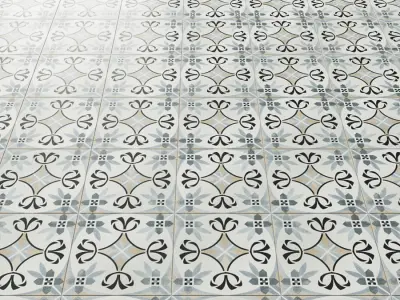 Bella Mori 9x9 Porcelain Tile White Black Encaustic 3D model