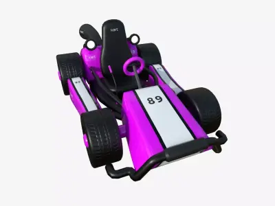 Cartoon Kart I05 Pink - Vehicle Racing Design Low-poly 3D model