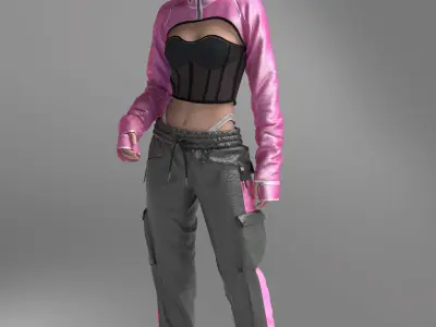 Sporty Set with Crop Hoodie 3D model