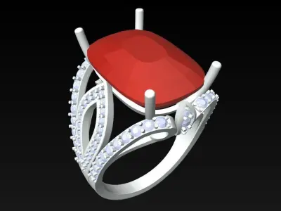 Oval stone ring - Womens  Rings - GN258 3D print model