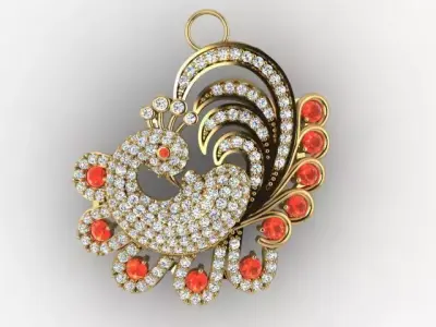 Exquisite 3D Peacock Jewelry Models for Your Projects 3D print model