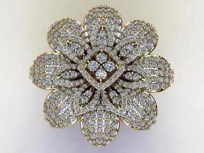 new flower ring design concept with diamond or gem R52 3D model