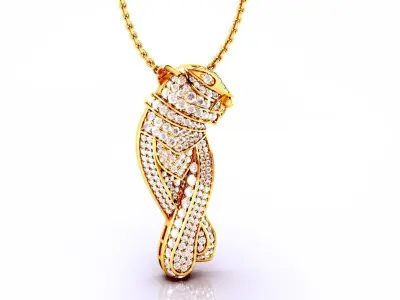 Luxury Diamond Panther Pendant 3D print model