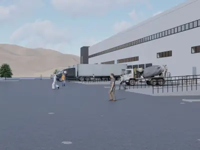 Warehouse construction phasing animation Low-poly 3D model