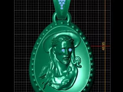 Gold and Emerald Jesus Christ Medallion 3D Printable Model 3D print model