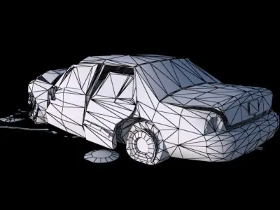 Crashed Car Low-poly 3D model