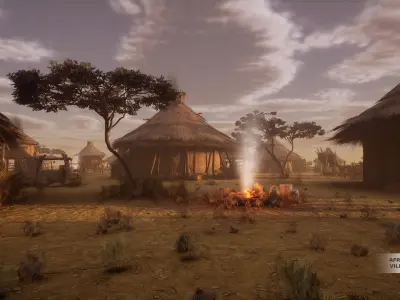 African Village - Unreal Engine Project Low-poly 3D model