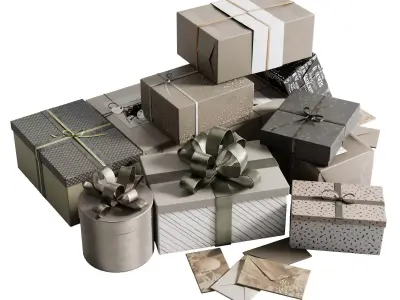 Christmas Gift Boxes and Presents set 01 Low-poly 3D model