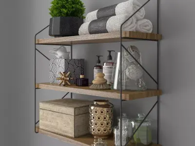 Decorative set 1 bathroom shelf 3D model