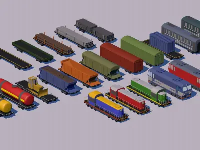 Package Cartoon low-poly railway station 3D model 3D model