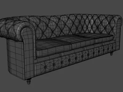 Chesterfield Charleston sofa leather  Low-poly 3D model