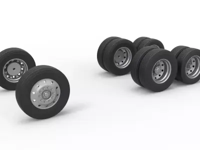 Wheel Set of Vintage GATR Racing Semi truck V3 Scale 1 to 25 3D print model